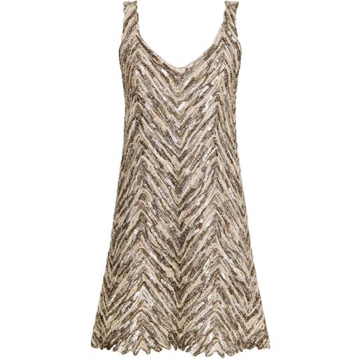 Brunello Cucinelli chevron embelished mini dress - toni neutri
