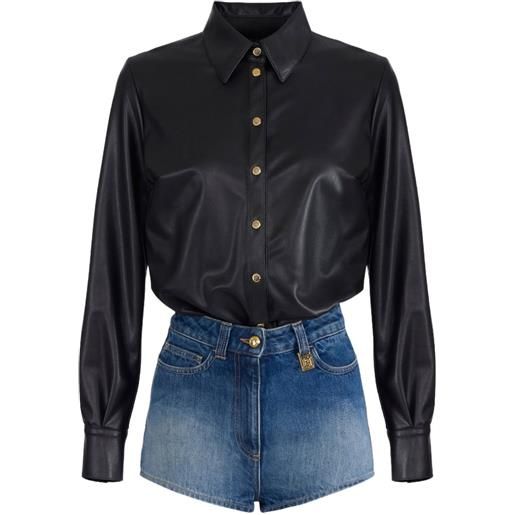 Elisabetta Franchi tuta corta denim - nero