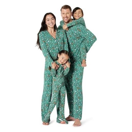 Amazon Essentials x sofia grainge completi coordinati di pigiami natalizi per la famiglia uomo, verde salvia scuro holiday, l