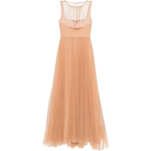 Elisabetta Franchi abito lungo smanicato - toni neutri