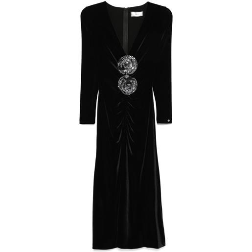 NISSA abito midi in velluto - nero