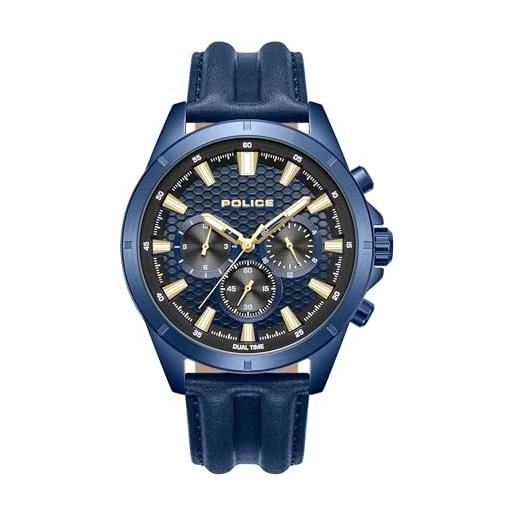 Police Orologio analogico al quarzo da uomo con cinturino in pelle PEWJA0004802, grigio/nero