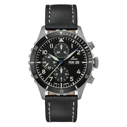Laco Venedig 861894 – Orologio Automatico Da Uomo 42mm, Cassa Sabbiatura Scura, Vetro Zaffiro, Cinturino In Pelle Di Vitello, Made In Germany