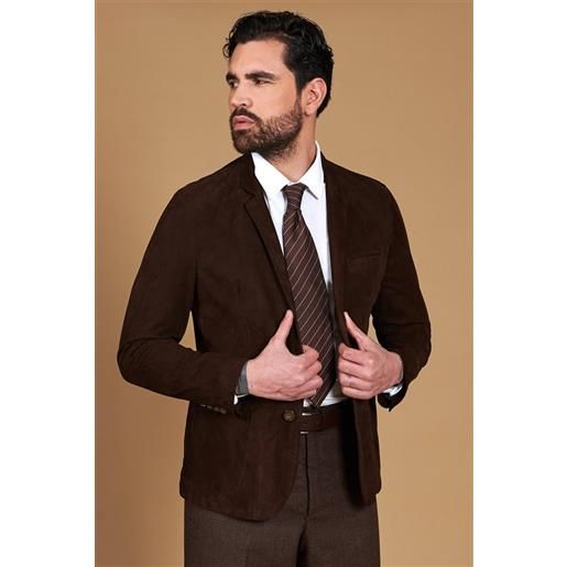 D'Arienzo blazer in pelle scamosciata color marrone con due bottoni D'Arienzo