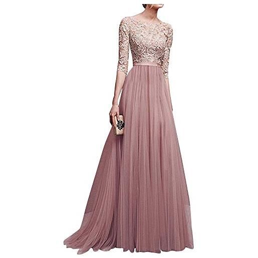 Anyu donna chiffon vestito lungo abito da cerimonia elegante vestiti da matrimonio lunghi vestito formale banchetto sera albicocca xl