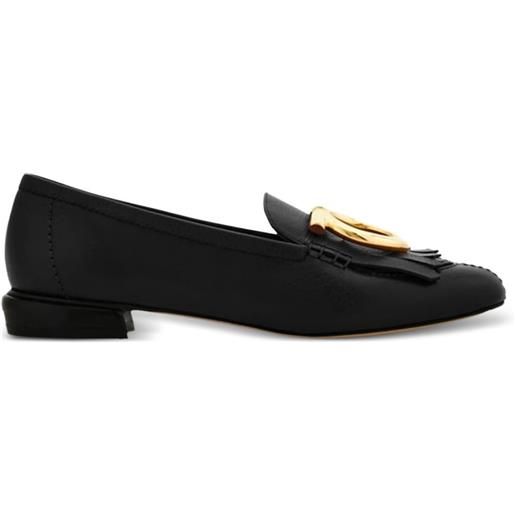 Ferragamo mocassini silvy con frange - nero