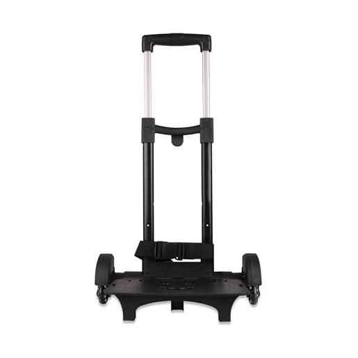 Colourbook carrello porta zaino scuola pieghevole nero universale - trolley con manico telescopico regolabile e base rinforzata per viaggio e scuola