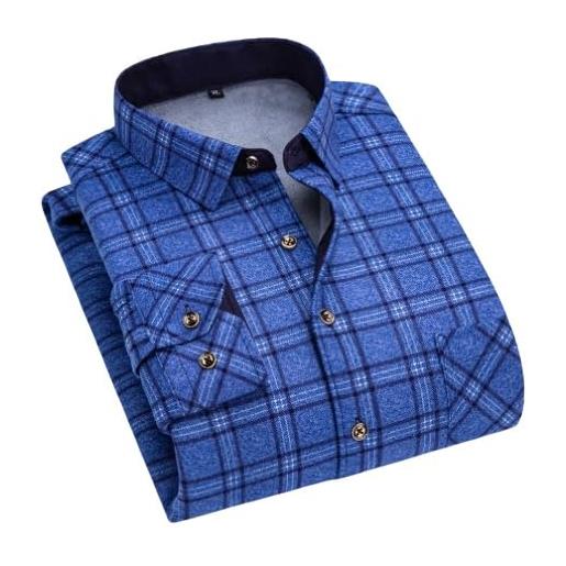 HGJH giacca da uomo in flanella di pile foderata in sherpa, camicia a maniche lunghe scozzese abbottonata in flanella camicia a quadri in cotone da taglialegna cappotto da lavoro invernale caldo e spesso