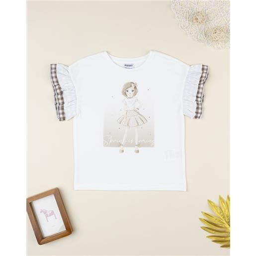 Prénatal t-shirt bianca bambina vichy marrone