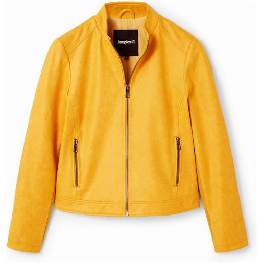 Desigual, giubotto biker slim, poliestere, giallo, xl