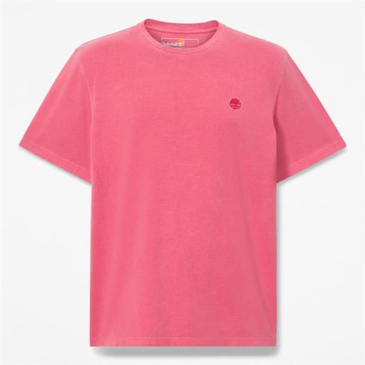 Timberland - t-shirt a maniche corte tinta in capo dunstan river da uomo in rosso, uomo, rosso, taglia: 3xl