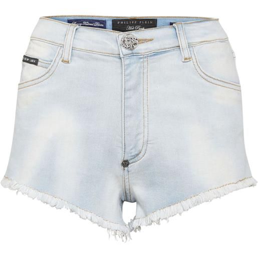 Philipp Plein shorts denim con applicazione - blu
