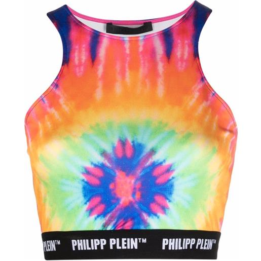 Philipp Plein top corto con fantasia tie dye - blu