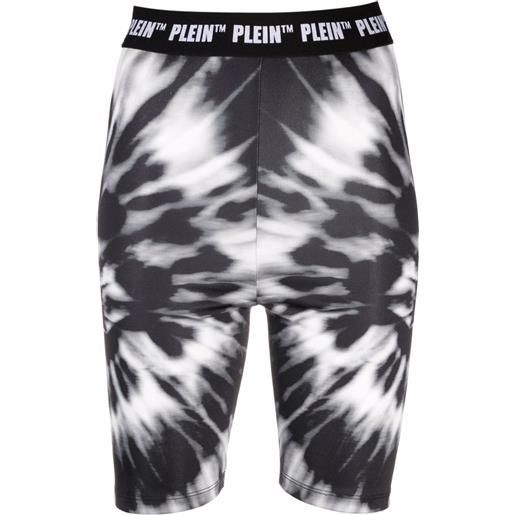 Philipp Plein shorts da ciclismo con fantasia tie-dye - nero