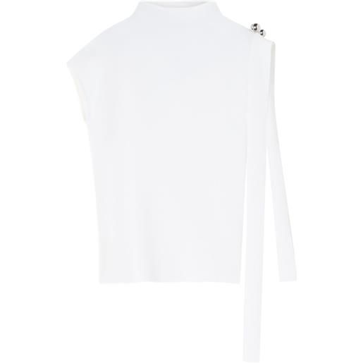 Lanvin blusa smanicata con decorazione - bianco