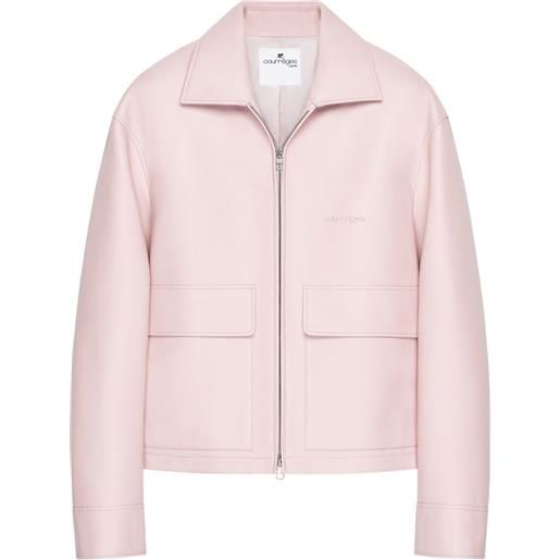 Courrèges giacca in pelle con tasche - rosa