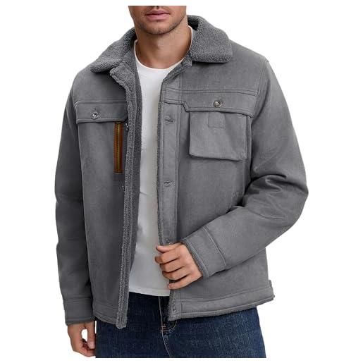 AIEOE giacca invernale da uomo calda e imbottita in ecopelle in stile pelle scamosciata, giacca antivento da transizione, cappotto, giacca da tempo libero, verde, xxl