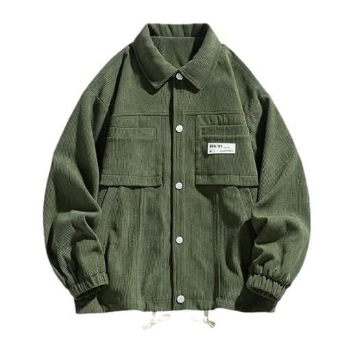 Generisch giacca invernale da uomo leggera in velluto a coste autunnale, calda giacca bomber ariosa, giacca sportiva alla moda, per attività all'aperto, abbigliamento leggero, r kaki, 4xl