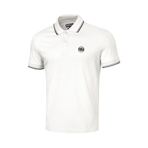 Pitbull - polo da uomo a maniche corte, classica polo da uomo per uomo pique strisce, polo regolare, polo da uomo in cotone a maniche corte, maglietta da uomo con colletto, polo da uomo, bianco, m