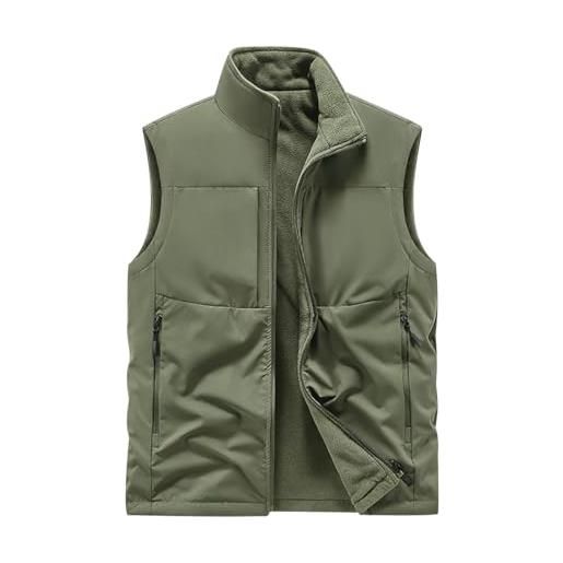 Peuignao gilet pile uomo reversibile gilet felpato multitasche softshell micropile lavoro giubbotto smanicato giubbino senza maniche giacca giacchetto multitasca smanicato da uomo taglie forti montagna outdoor