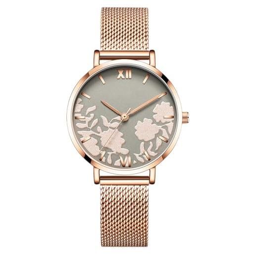 Hemobllo Orologio Da Donna Con Quadrante Floreale E Cinturino Leopardato – Regalo Alla Moda - 4