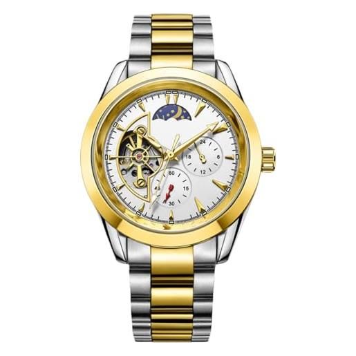 Orologio Uomo TEINTOP Scheletro Meccanico Automatico Quadrato Oro Rosa - 5