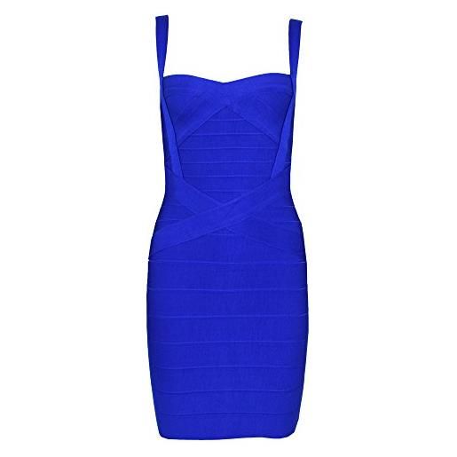 HLBandage women's spaghetti strap solid mini rayon bandage dress(m, blu)