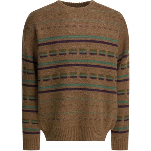 BEAMS PLUS maglione girocollo a righe - marrone