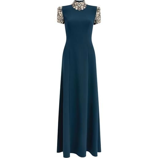 Jenny Packham abito lungo pricile con decorazione - blu