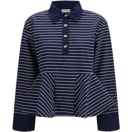 GANNI polo a righe - blu
