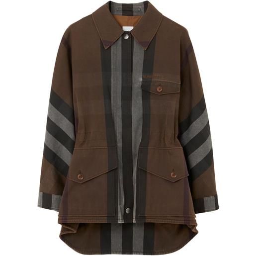 Burberry parka a quadri - marrone