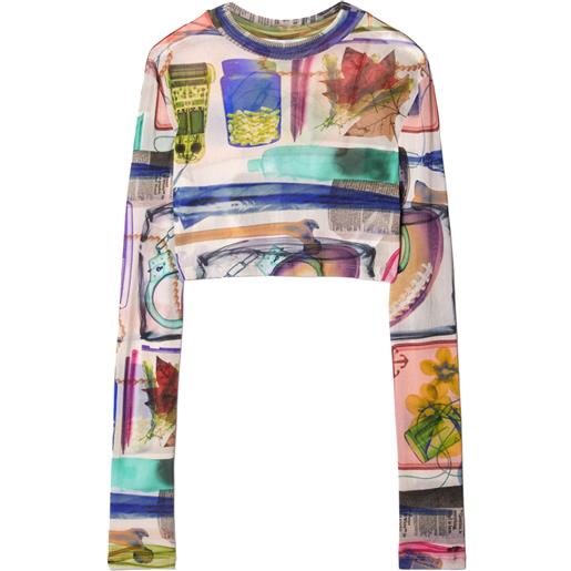 Off-White t-shirt crop x-ray semi trasparente - toni neutri