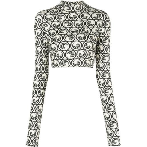 Off-White top con stampa crop - toni neutri