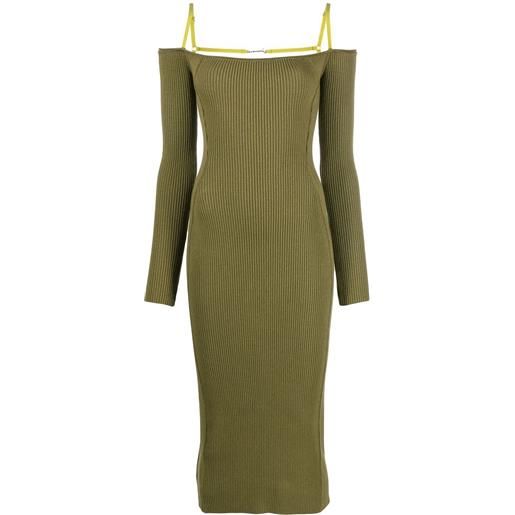 Jacquemus abito midi la robe a coste - verde