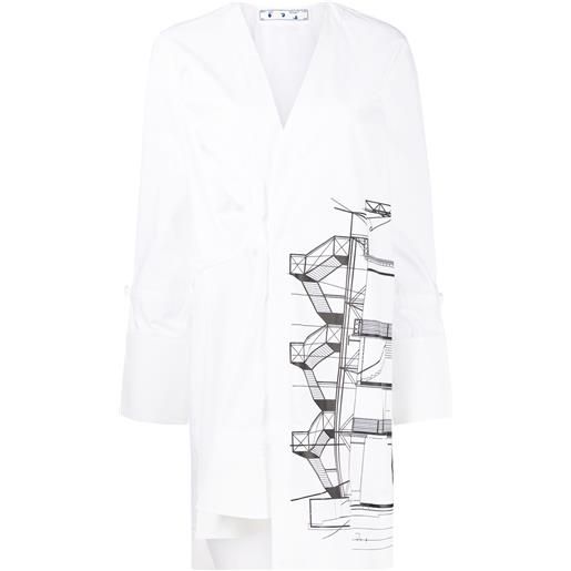 Off-White abito corto con stampa grafica - bianco