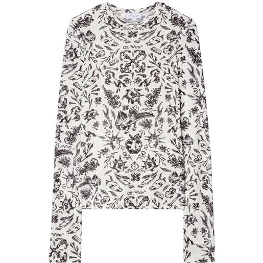 Off-White t-shirt con stampa tatuaggio - bianco