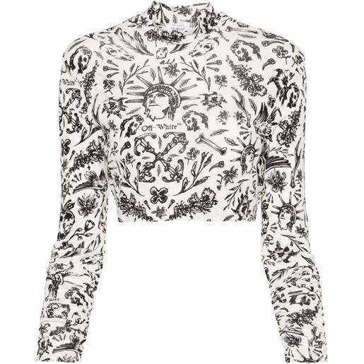 Off-White top crop con stampa - bianco