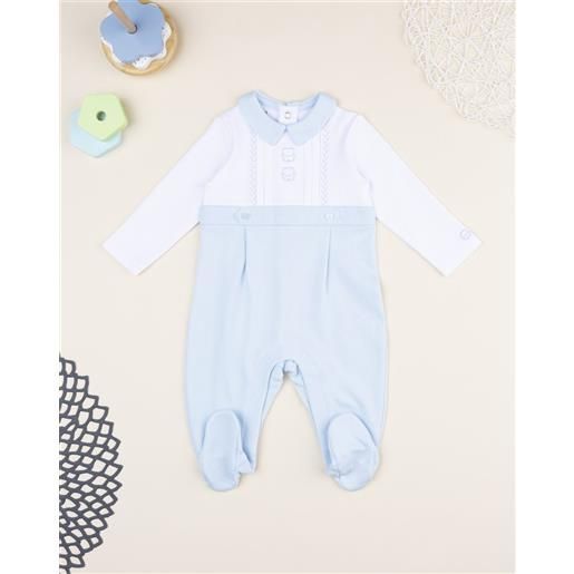 Prénatal tutina bimbo bicolor bianco/azzurro con ricamo