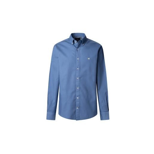 Hackett London per uomo. Hm3010263 camicia oxford blu vestibilità slim [3223001], casual, cotone, manica lunga