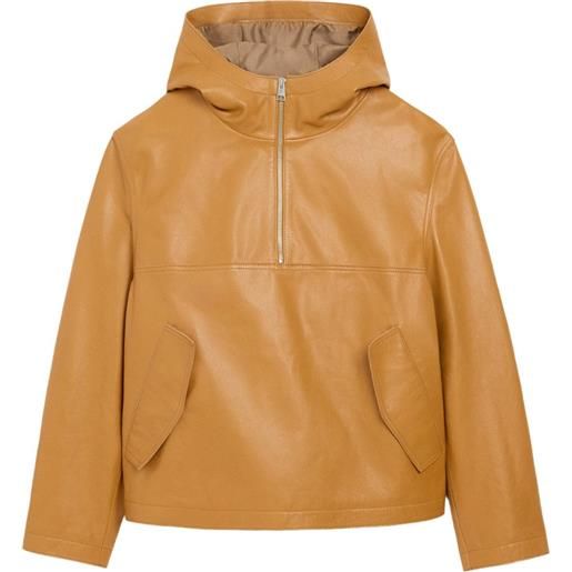 AMI Paris giacca in pelle con cappuccio - marrone