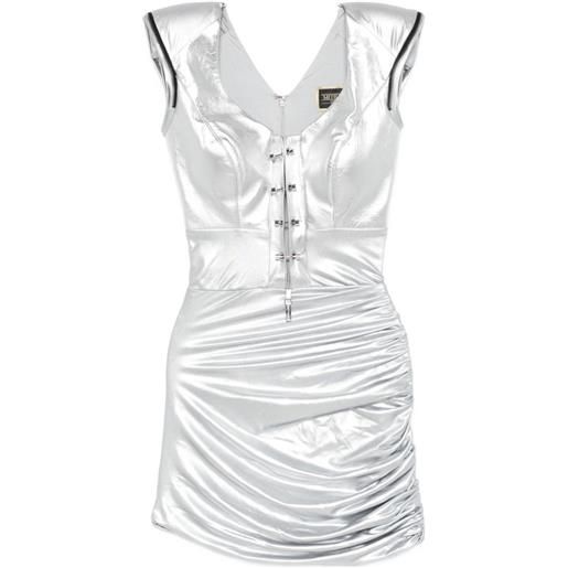 MITILIANE COUTURE abito corto con inserto in pelle - argento