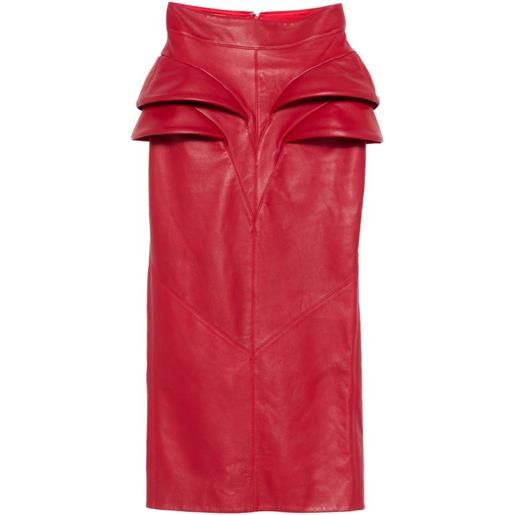 MITILIANE COUTURE gonna lunga in pelle - rosso