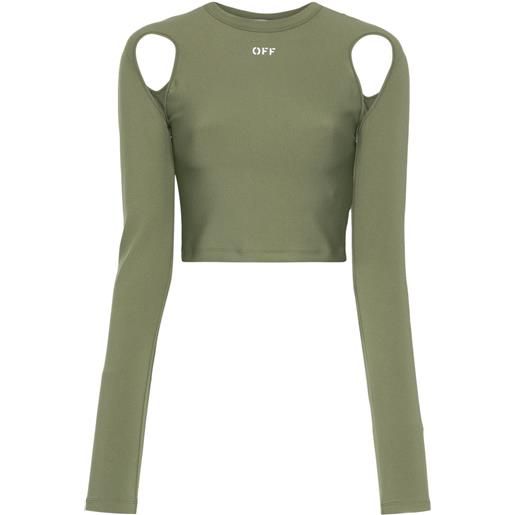 Off-White top crop con stampa - verde
