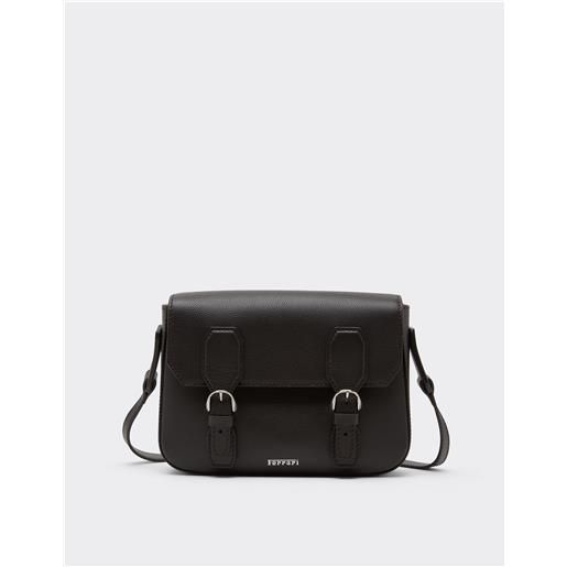 Ferrari messenger bag in pelle granata - male borse e accessori da viaggio marrone scuro