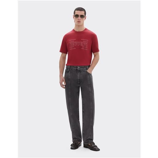Ferrari t-shirt in cotone con ricamo - male t-shirt maison red 3xl