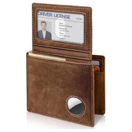 Hoobest Portafoglio da uomo in vera pelle con blocco RFID con tecnologia di blocco RFID RFID blocco RFID, nero, 4.33inchx3.54inch, Minimalista
