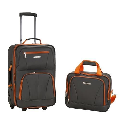 Rockland set di valigie verticali softside moda, carbone, taglia unica, set di valigie verticali softside moda