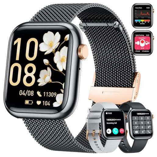 Smartwatch AIEK GPS Integrato 1.32" AMOLED – 170 Sport, 5ATM, Chiamate, Battito, SpO2, Oro