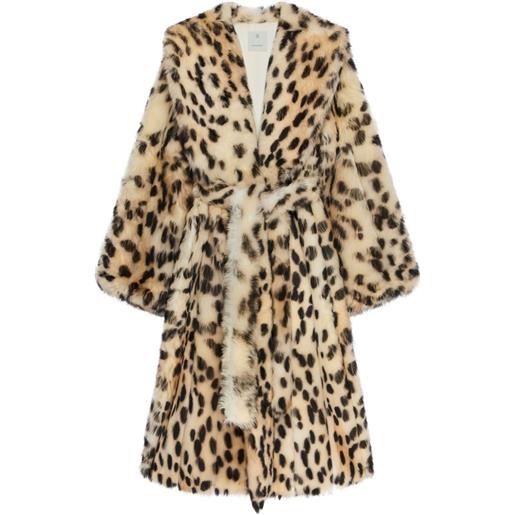 Givenchy oversized coat in fur with leopard print - toni neutri