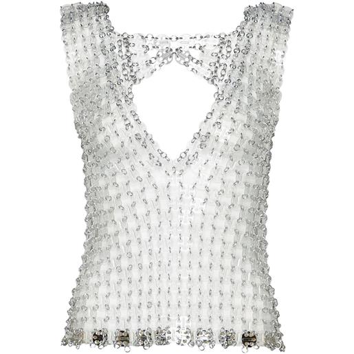 Rabanne top con scollo a v - bianco